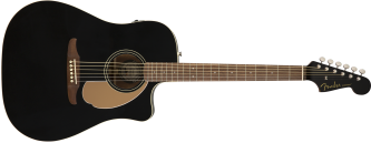 Fender Redondo Player Walnut, Jetty Black med innebygd mikrofon og cutaway      