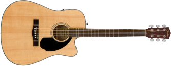 Fender CD-60SCE Dreadnought Walnut Natural med innebygd mikrofon og stemmeapparat.