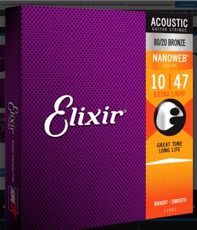 Elixir Nanoweb akustisk strengesett 010 til 047