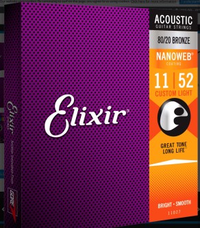 Elixir Nanoweb  011 til 052 akustisk strengesett 80/20 Bronze