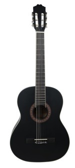 Cataluna SGN C-80 klassisk nylonstrengs gitar, sort matt hvit binding 