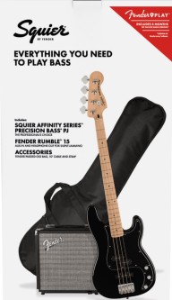 Squier Affinity Series Precision Bass pakke med gitar og forsterker samt utstyr. Komplett med bag.